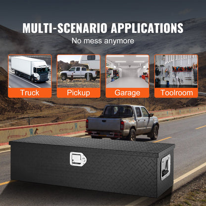 Heavy Duty Aluminum Truck Bed Tool Box, Diamond Plate Tool Box with Side Handle and Lock Keys, Storage Tool Box Chest Box Organizer for Pickup, Truck Bed, RV, Trailer, 990 x 330 x 254 mm, Black - Image 6