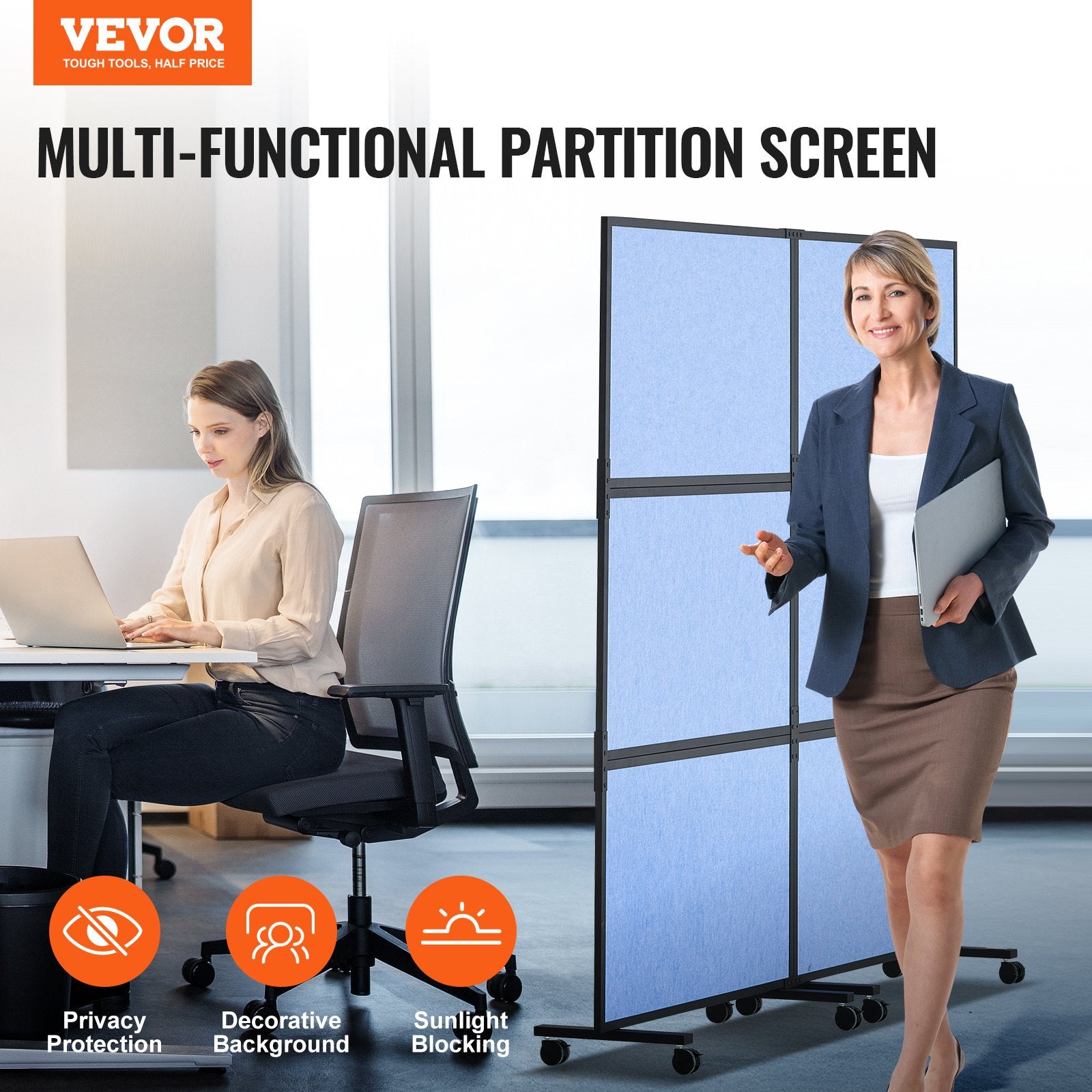 Acoustic Room Divider Partition Panel Privacy Screen 2 Pack Indigo Blue - Image 2