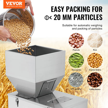 Particle Filling Machine, 10-1000g, Automatic Filler Machine with Foot Pedal, Stainless Steel Weighing Filling Machine, Weigh Filler Packing Machine for Beans Seeds Grains Tea Granular Packing - Image 2