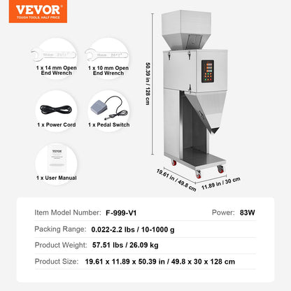 Particle Filling Machine, 10-1000g, Automatic Filler Machine with Foot Pedal, Stainless Steel Weighing Filling Machine, Weigh Filler Packing Machine for Beans Seeds Grains Tea Granular Packing - Image 7