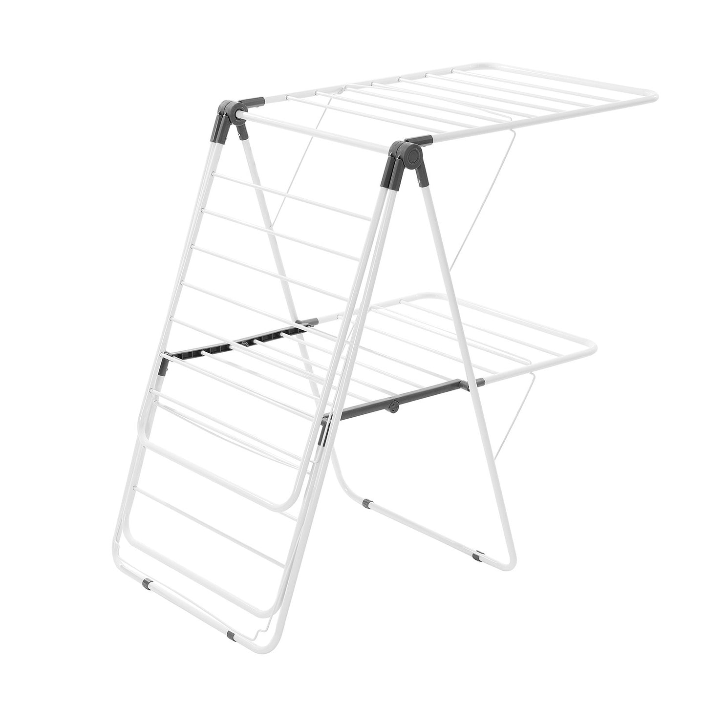 2-Tier Foldable Clothes Drying Rack with Sock Clips & 31 Drying Rods White - Image 9