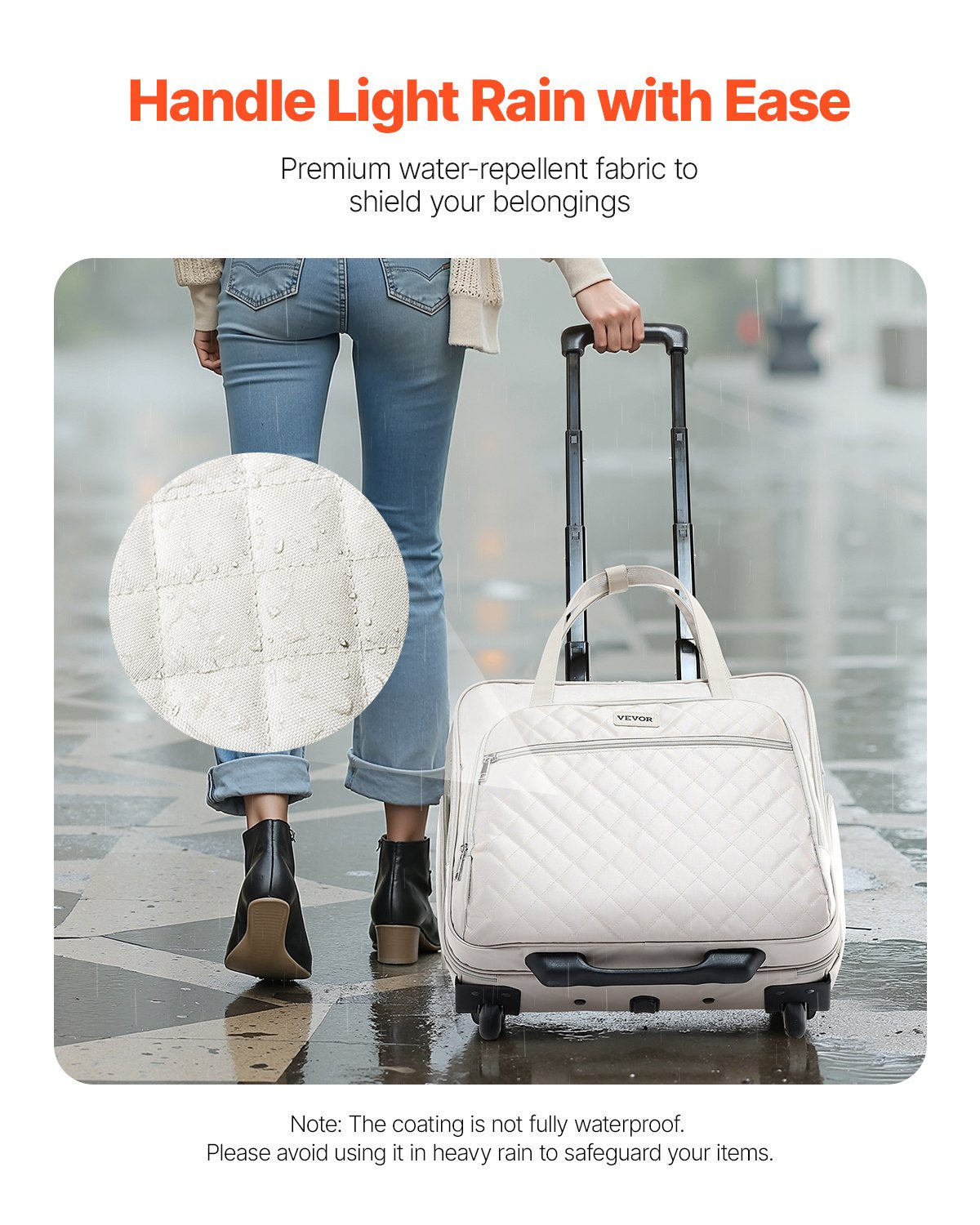 Rolling Laptop Bag, Fits Up to 15.6 Inch Laptop, Wheeled Briefcase, Roller Computer Tote Bag with 2 Fixed Wheels & Telescoping Handle, Laptop Case for Work Travel Business Office, Women Men - Image 4