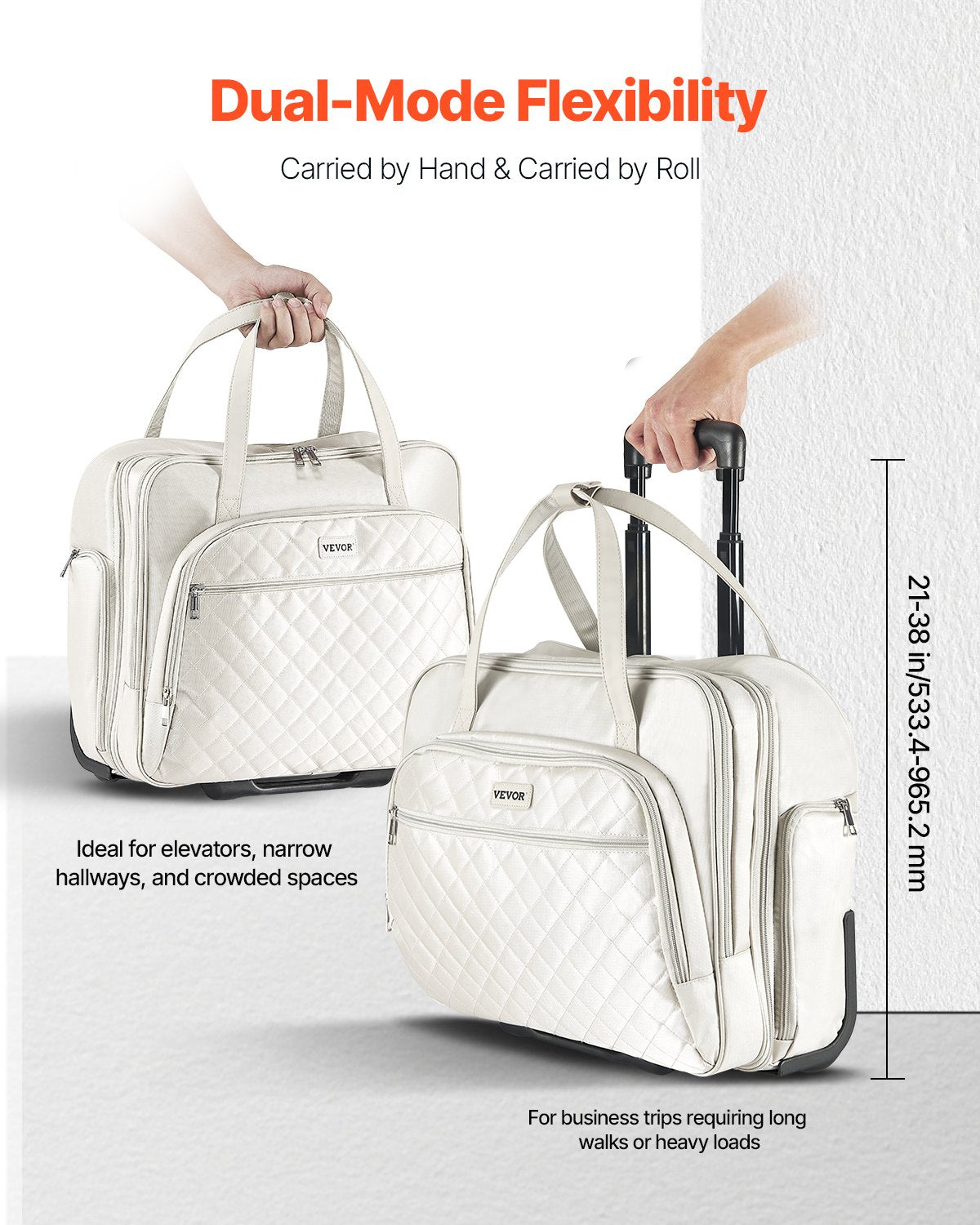 Rolling Laptop Bag, Fits Up to 15.6 Inch Laptop, Wheeled Briefcase, Roller Computer Tote Bag with 2 Fixed Wheels & Telescoping Handle, Laptop Case for Work Travel Business Office, Women Men - Image 5