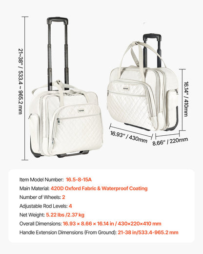 Rolling Laptop Bag, Fits Up to 15.6 Inch Laptop, Wheeled Briefcase, Roller Computer Tote Bag with 2 Fixed Wheels & Telescoping Handle, Laptop Case for Work Travel Business Office, Women Men - Image 7