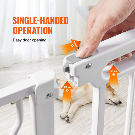 Baby Gate, 749-1346 mm Extra Wide, 762 mm High, Dog Gate for Stairs Doorways and House, Easy Step Walk Thru Auto Close Child Gate Pet Security Gate with Pressure Mount and Wall Mount Kit, White - Image 3
