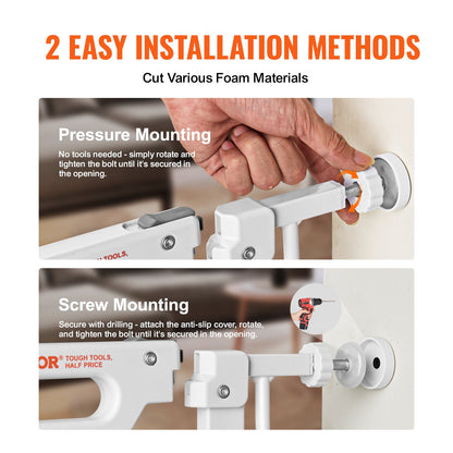 Baby Gate, 749-990 mm Extra Wide, 762 mm High, Dog Gate for Stairs Doorways and House, Easy Step Walk Thru Auto Close Child Gate Pet Security Gate with Pressure Mount Kit & Wall Mount Kit, White - Image 6
