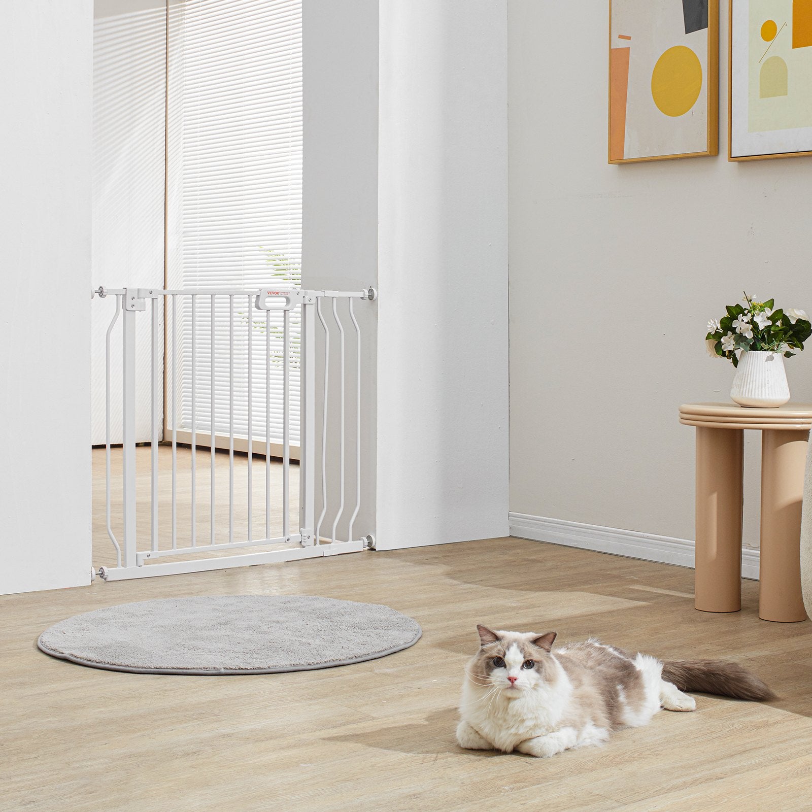 Baby Gate, 749-990 mm Extra Wide, 762 mm High, Dog Gate for Stairs Doorways and House, Easy Step Walk Thru Auto Close Child Gate Pet Security Gate with Pressure Mount Kit & Wall Mount Kit, White - Image 8