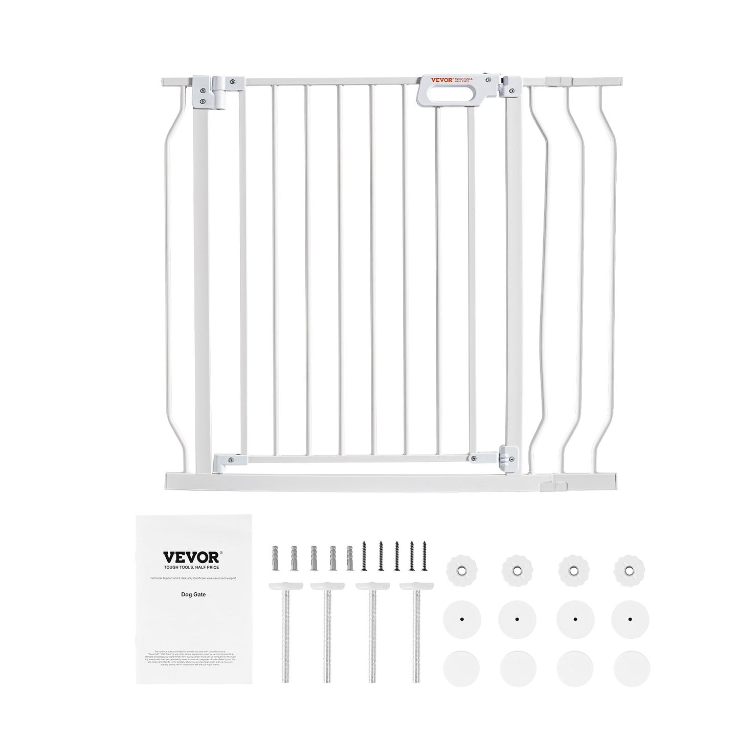 Baby Gate, 749-990 mm Extra Wide, 762 mm High, Dog Gate for Stairs Doorways and House, Easy Step Walk Thru Auto Close Child Gate Pet Security Gate with Pressure Mount Kit & Wall Mount Kit, White - Image 9