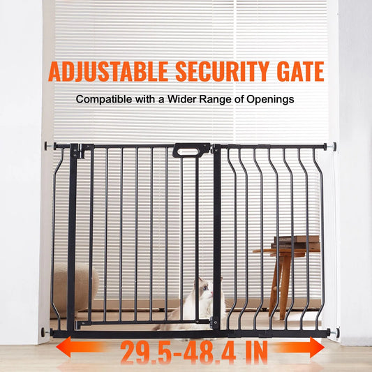 Baby Gate, 749-1229 mm Extra Wide, 762 mm High, Dog Gate for Stairs Doorways and House, Easy Step Walk Thru Auto Close Child Gate Pet Security Gate with Pressure Mount and Wall Mount Kit, Black - Image 2