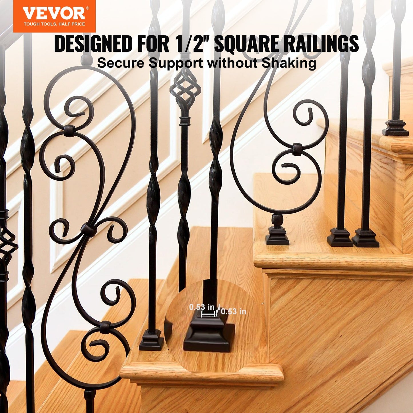 50 PCS Aluminum Alloy Baluster Flat Shoes Wrought Spindles for Staircase - Image 2