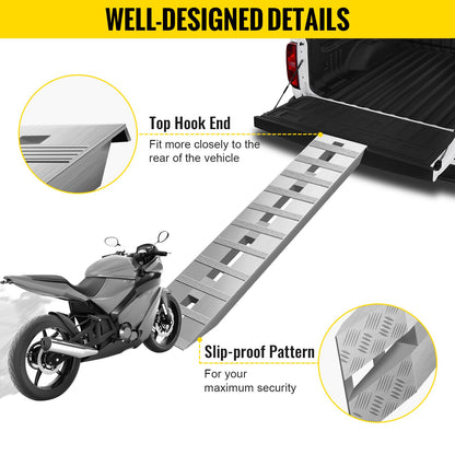 60' X 12' X 2.5'Aluminum Trailer Ramps 6000LBS Total Beavertail Hook End 1 Pair 2 Ramps - Image 3
