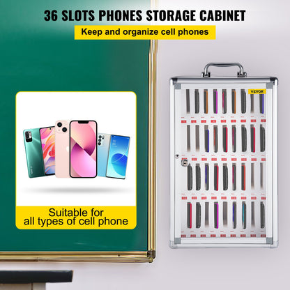 Cell Phones Storage Cabinet Clear Pocket Chart Storage Locker Box 36 Slots - Image 2