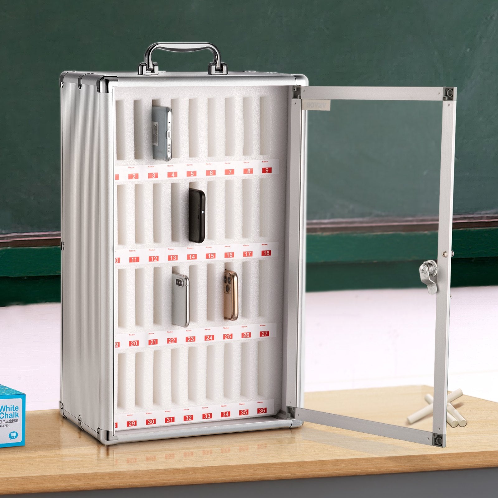 Cell Phones Storage Cabinet Clear Pocket Chart Storage Locker Box 36 Slots - Image 8