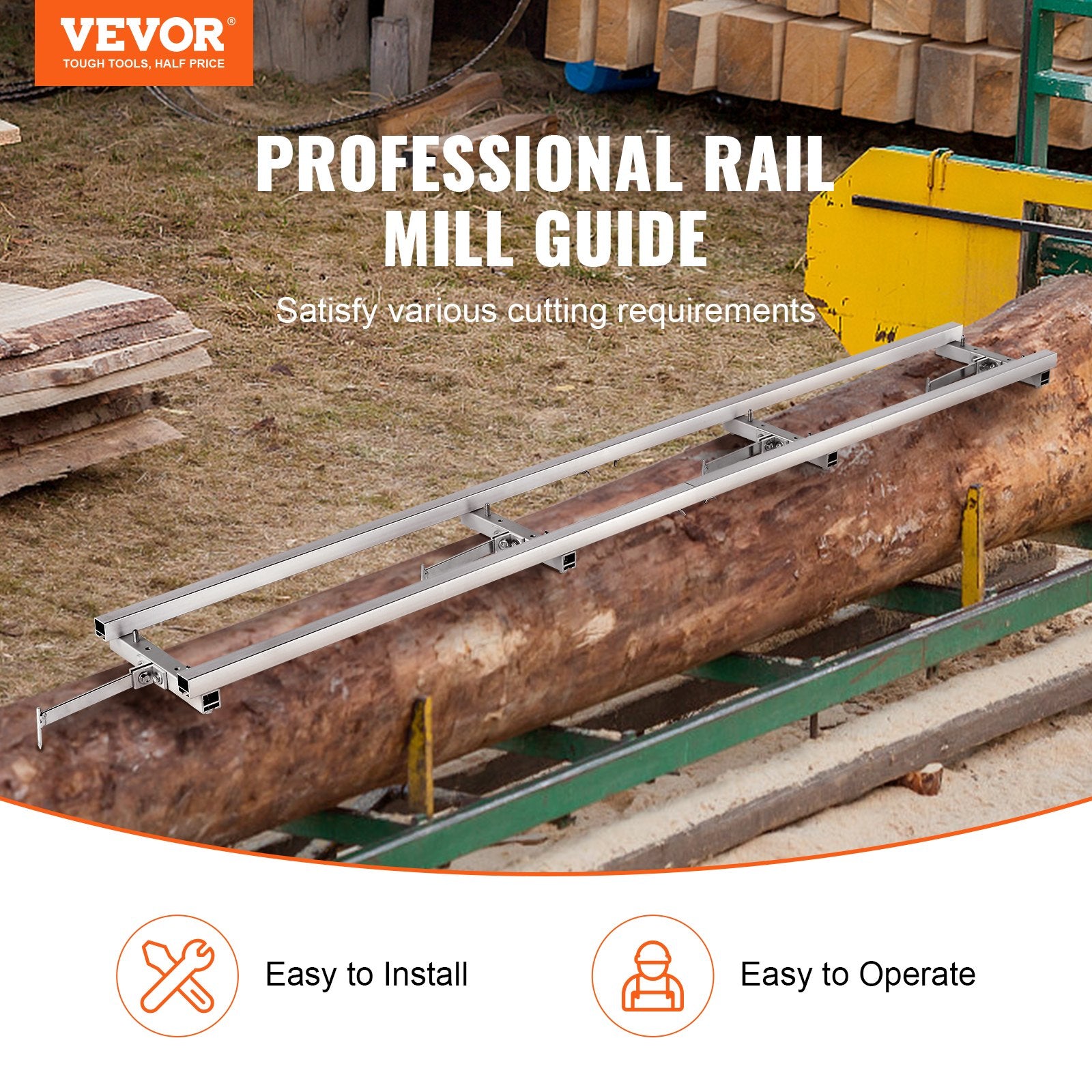 Rail Mill Guide System, 9 ft Milling Guide, 4 Crossbar Kits Chainsaw Mill Rail Guide, Aluminum Adjustable Saw Mill Rail System Work with Chainsaw Mills for Builders and Woodworkers - Image 2