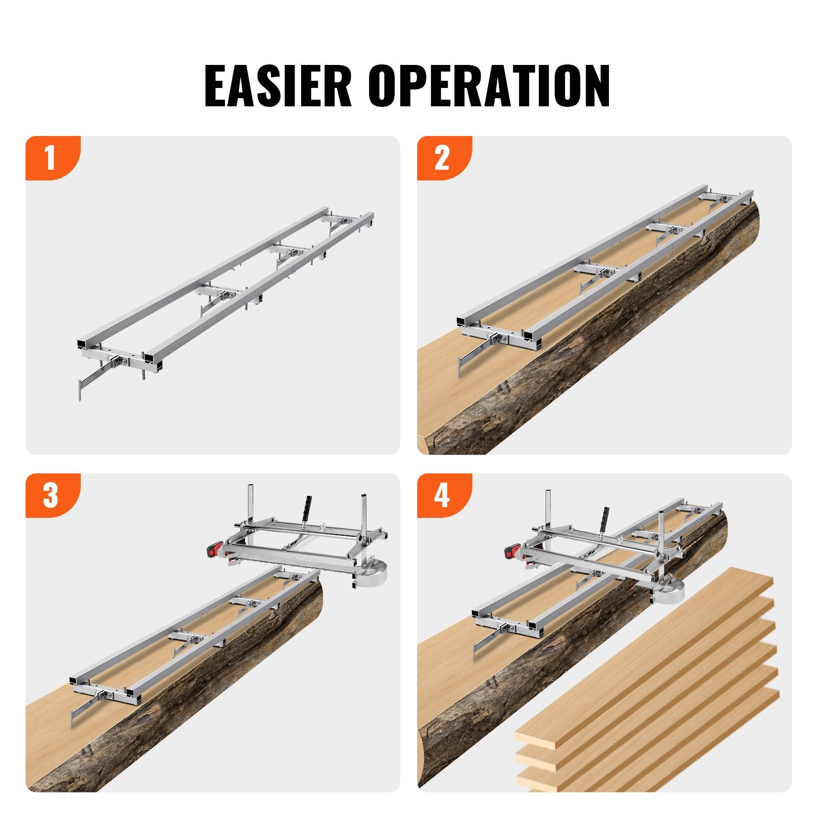 Rail Mill Guide System, 9 ft Milling Guide, 4 Crossbar Kits Chainsaw Mill Rail Guide, Aluminum Adjustable Saw Mill Rail System Work with Chainsaw Mills for Builders and Woodworkers - Image 5
