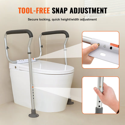 Toilet Safety Rail, Bathroom Toilet Seat Frame, Adjustable Width & Height Fit Most Toilets, Supports 136 kg, Toilet Handles Grab Bars with Padded Armrests for Handicap, Disabled, Seniors - Image 3