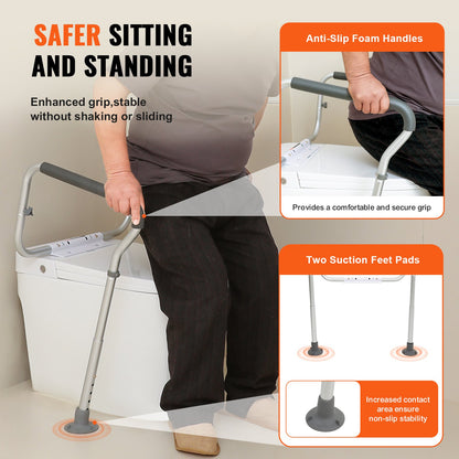 Toilet Safety Rail, Bathroom Toilet Seat Frame, Adjustable Width & Height Fit Most Toilets, Supports 136 kg, Toilet Handles Grab Bars with Padded Armrests for Handicap, Disabled, Seniors - Image 4