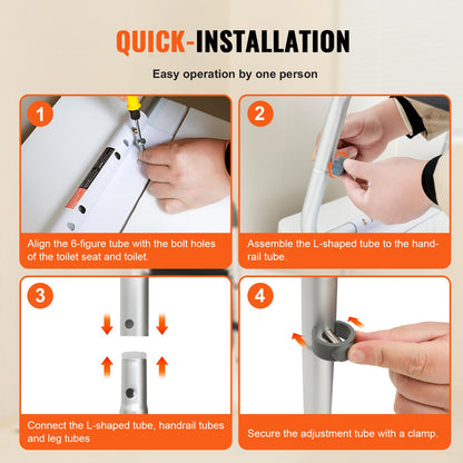 Toilet Safety Rail, Bathroom Toilet Seat Frame, Adjustable Width & Height Fit Most Toilets, Supports 136 kg, Toilet Handles Grab Bars with Padded Armrests for Handicap, Disabled, Seniors - Image 6