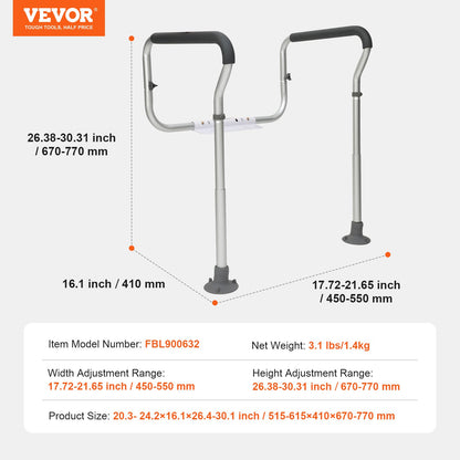Toilet Safety Rail, Bathroom Toilet Seat Frame, Adjustable Width & Height Fit Most Toilets, Supports 136 kg, Toilet Handles Grab Bars with Padded Armrests for Handicap, Disabled, Seniors - Image 7