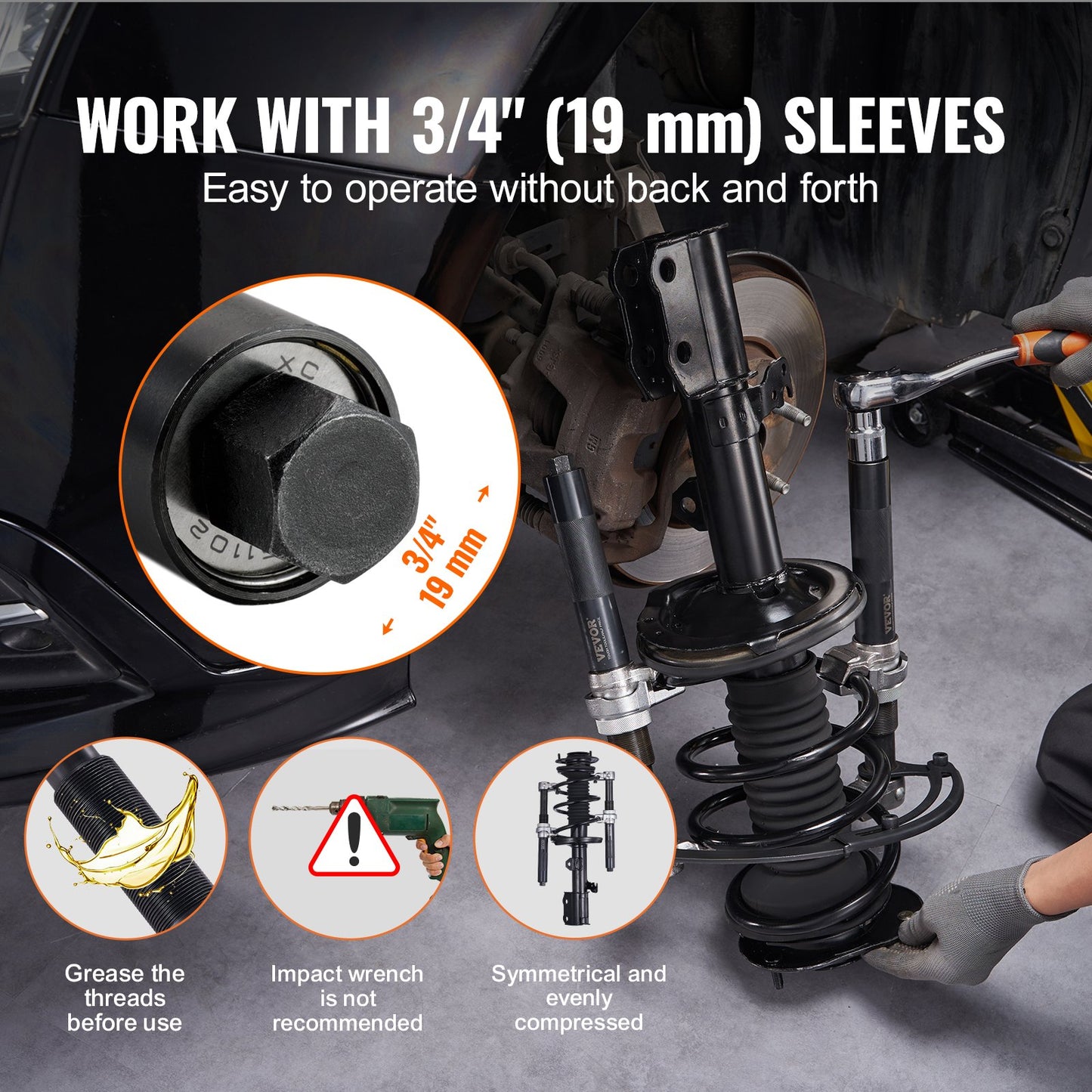Coil Spring Compressor Tool, 2 pcs Heavy Duty Macpherson Strut Spring Compressor Set, 2646 lbs Strut Spring Compressor with Safety Bracket and Carrying Case, for Car Truck ATV UTV - Image 6