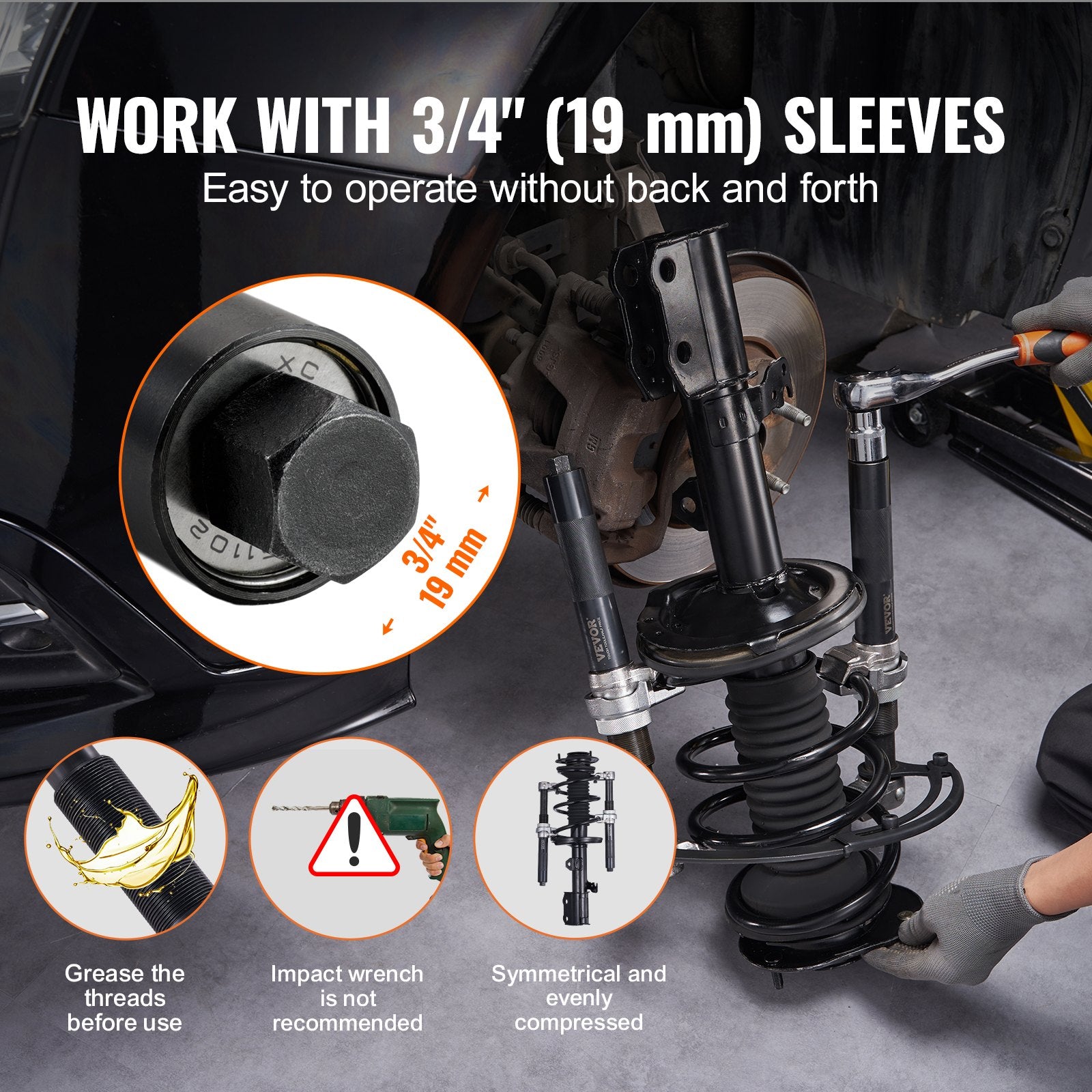 Coil Spring Compressor Tool, 2 pcs Heavy Duty Macpherson Strut Spring Compressor Set, 2646 lbs Strut Spring Compressor with Safety Bracket and Carrying Case, for Car Truck ATV UTV - Image 6