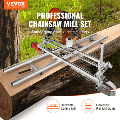 Chainsaw Mill 14"-36" Guide Bar and 9 ft Aluminum Rail Mill Guide System - Image 2