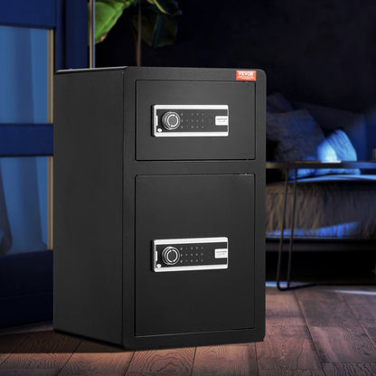 Double Doors 4.5 cu.ft Safe Box with Key Lock & Password, Safe Lock Box with Fireproof Bag, Key Rack, LED Light and 2 Height Adjustable and Removable Divider for Money, Documents, Jewelry and Valuables, Black - Image 8