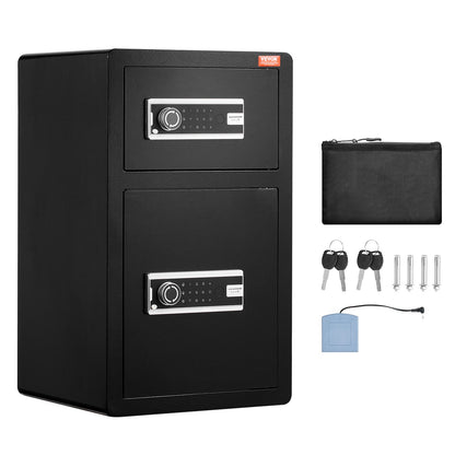 Double Doors 4.5 cu.ft Safe Box with Key Lock & Password, Safe Lock Box with Fireproof Bag, Key Rack, LED Light and 2 Height Adjustable and Removable Divider for Money, Documents, Jewelry and Valuables, Black - Image 9