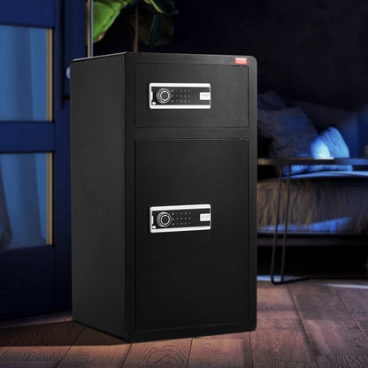 Double Doors 7.2 cu.ft Safe Box with Key Lock & Password, Safe Lock Box with Fireproof Bag, Key Rack, LED Light and 2 Height Adjustable and Removable Divider for Money, Documents, Jewelry and Valuables, Black - Image 8