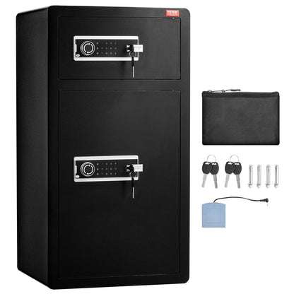 Double Doors 7.2 cu.ft Safe Box with Key Lock & Password, Safe Lock Box with Fireproof Bag, Key Rack, LED Light and 2 Height Adjustable and Removable Divider for Money, Documents, Jewelry and Valuables, Black - Image 9