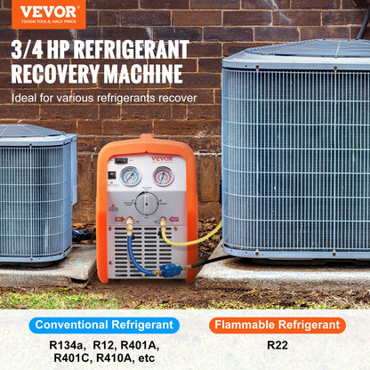 Portable 3/4 HP Refrigerant Recovery Machine for Vapor Liquid Refrigerant - Image 2