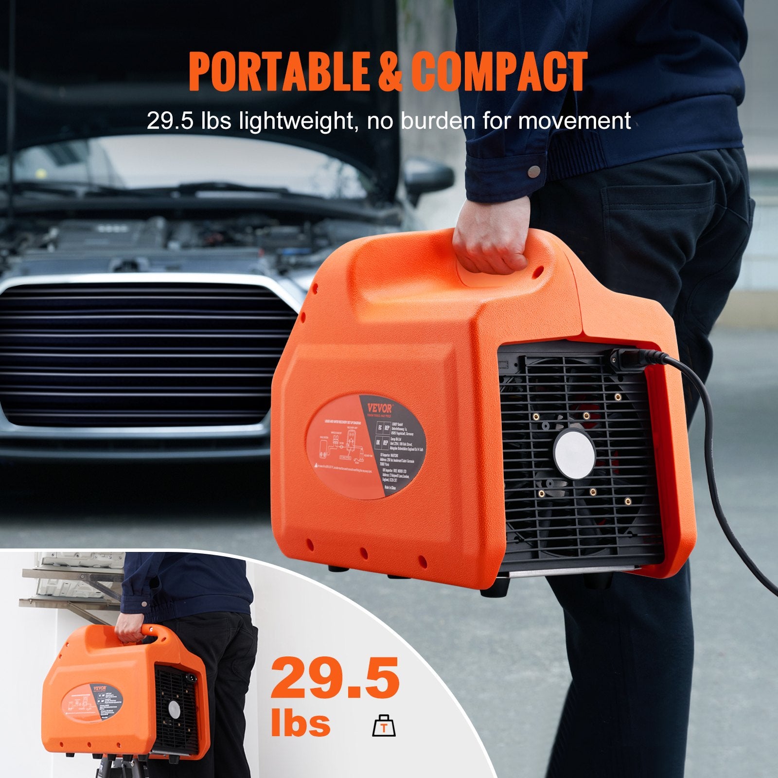 Portable 3/4 HP Refrigerant Recovery Machine for Vapor Liquid Refrigerant - Image 4