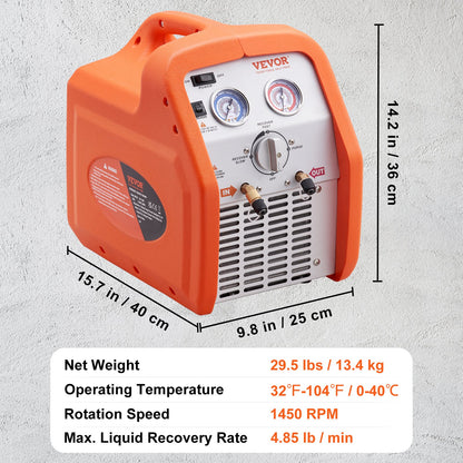 Portable 3/4 HP Refrigerant Recovery Machine for Vapor Liquid Refrigerant - Image 7