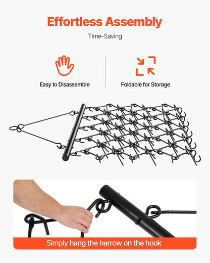 Drag Harrow, 5 x 4.5 ft Durable Chain Harrow with 60 Sharp Teeth, Suitable for ATV UTV Tractor, Ideal for Soil Preparation, Seeding, Smoothing Landscapes, and Yard Gravel Driveway Maintenance - Image 5