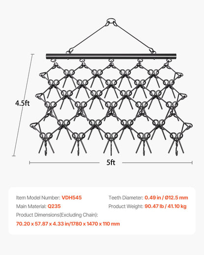 Drag Harrow, 5 x 4.5 ft Durable Chain Harrow with 60 Sharp Teeth, Suitable for ATV UTV Tractor, Ideal for Soil Preparation, Seeding, Smoothing Landscapes, and Yard Gravel Driveway Maintenance - Image 7