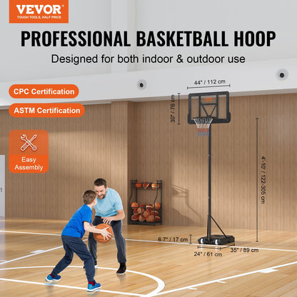 Basketball Hoop, 4-10 ft Adjustable Height Portable Backboard System, 44 inch Basketball Hoop & Goal, Kids & Adults Basketball Set with Wheels, Stand, and Fillable Base, for Outdoor/Indoor - Image 2