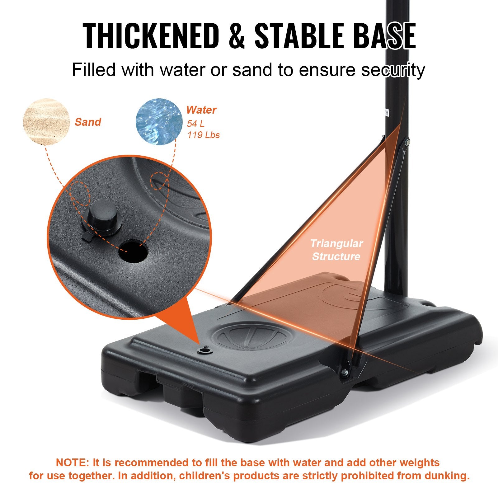 Basketball Hoop, 4-10 ft Adjustable Height Portable Backboard System, 44 inch Basketball Hoop & Goal, Kids & Adults Basketball Set with Wheels, Stand, and Fillable Base, for Outdoor/Indoor - Image 3