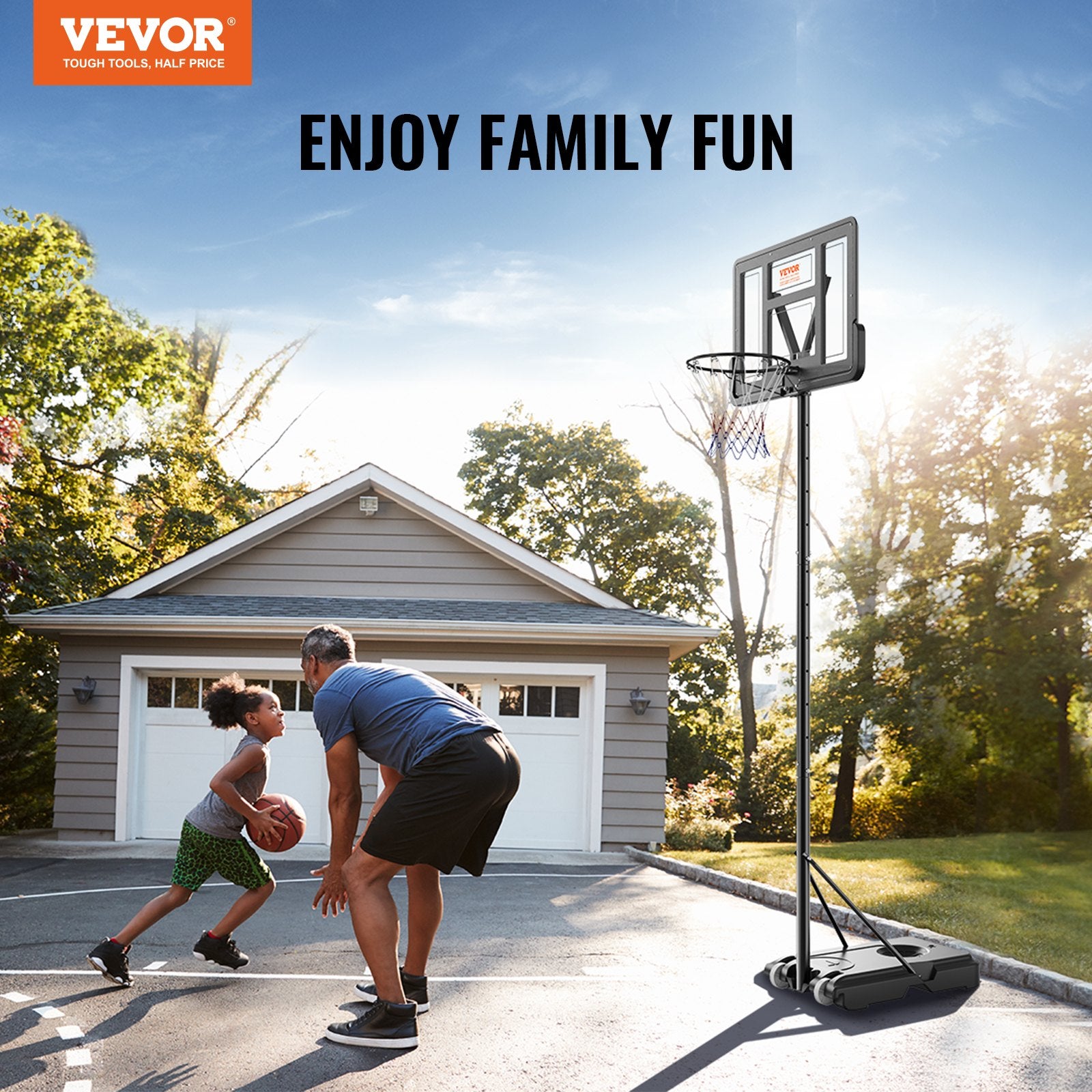 Basketball Hoop, 4-10 ft Adjustable Height Portable Backboard System, 44 inch Basketball Hoop & Goal, Kids & Adults Basketball Set with Wheels, Stand, and Fillable Base, for Outdoor/Indoor - Image 7