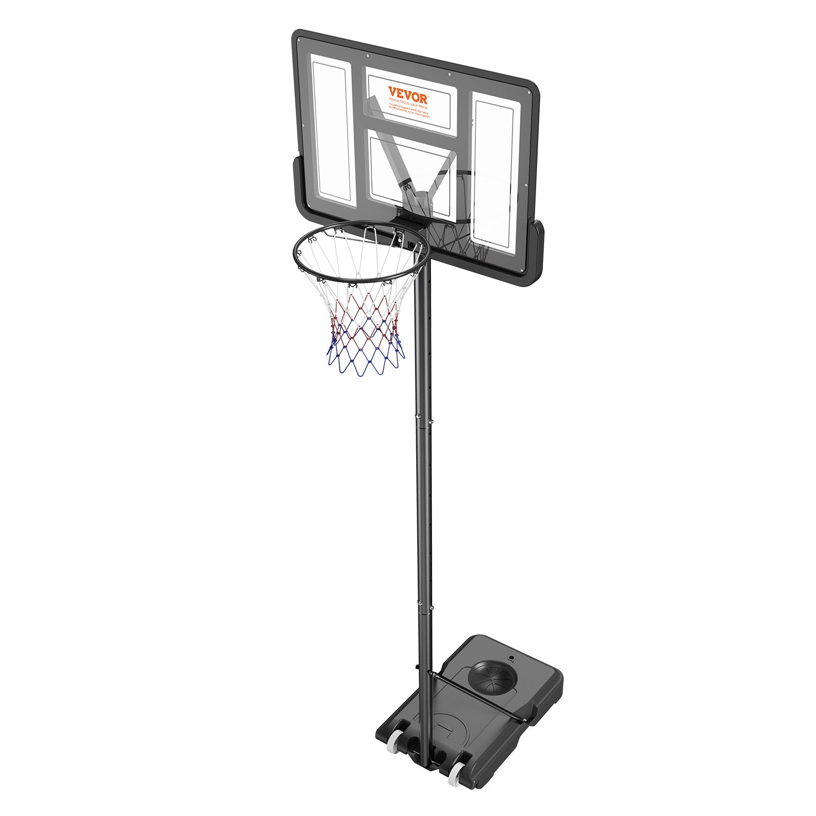 Basketball Hoop, 4-10 ft Adjustable Height Portable Backboard System, 44 inch Basketball Hoop & Goal, Kids & Adults Basketball Set with Wheels, Stand, and Fillable Base, for Outdoor/Indoor - Image 9