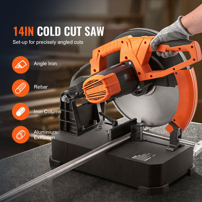 Chop Saw, 14"/355mm Blade Diameter Cut Off Saw, 2800W 1200RPM Steel Cutting Machine, Adjustable Dry Cut Chop Saw, Miter Saw for Cutting Metal Cold Cut Saw for Steel/Rebar/Iron/Aluminum - Image 2