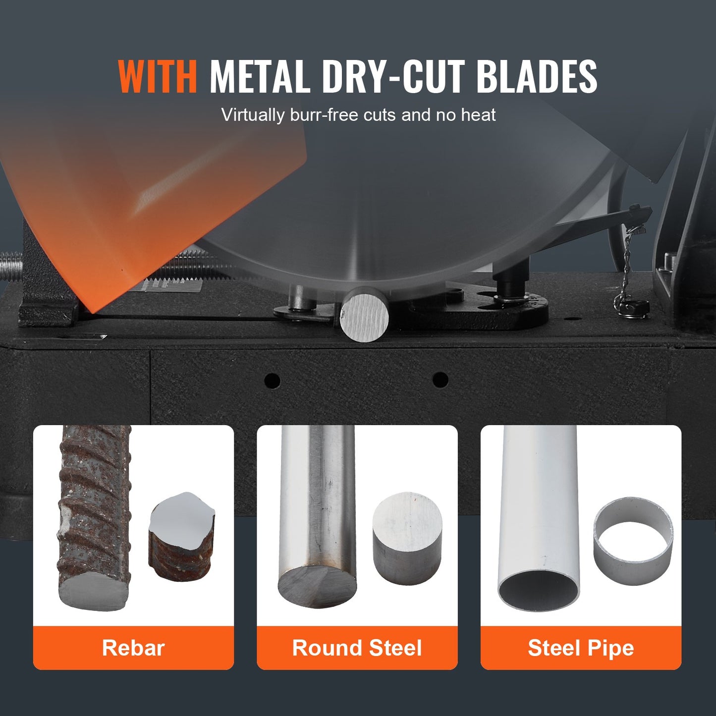 VEVOR Chop Saw, 14"/355mm Blade Diameter Cut Off Saw, 2800W 1200RPM Steel Cutting Machine, Adjustable Dry Cut Chop Saw, Miter Saw for Cutting Metal Cold Cut Saw for Steel/Rebar/Iron/Aluminum - Image 3