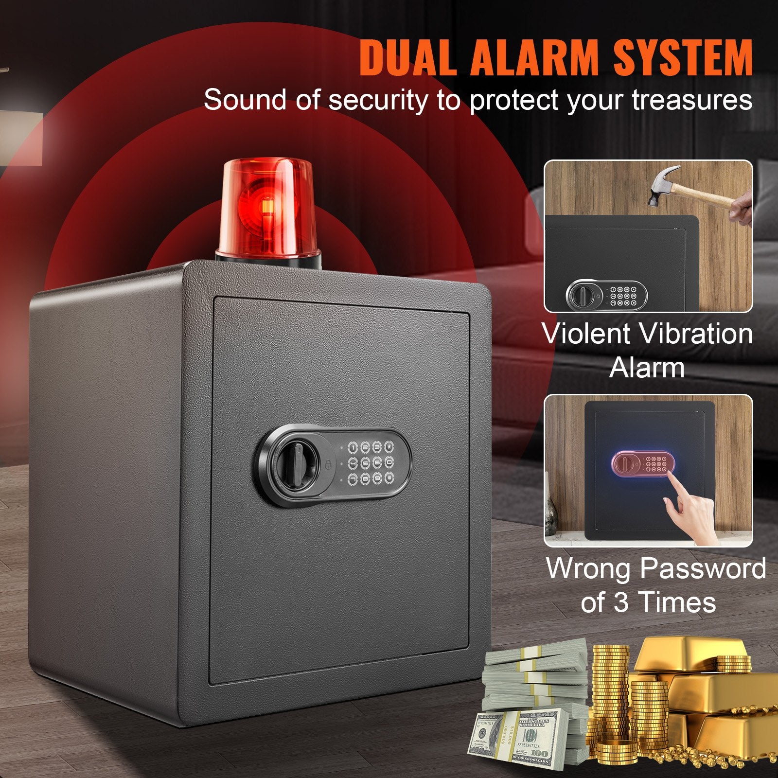 Safe 1.8 Cubic Feet Home Safe Steel for Cash Gold 15.75x13x16.9 inch - Image 5