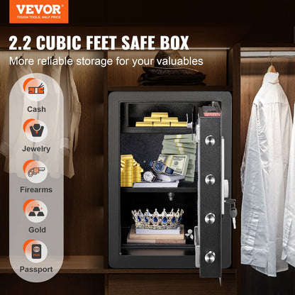Safe 2.2 Cubic Feet Home Safe Steel for Cash Gold 15.75x13x23.6 inch - Image 2