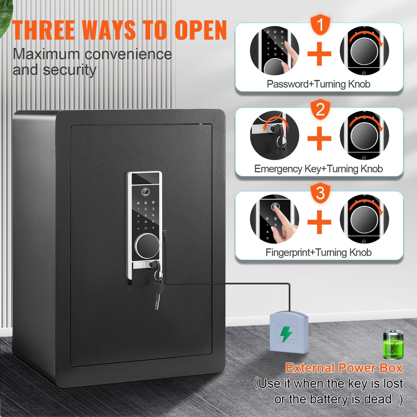 Safe 2.2 Cubic Feet Home Safe Steel for Cash Gold 15.75x13x23.6 inch - Image 3