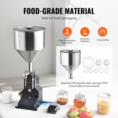 Pneumatic Paste Liquid Filling Machine, 5-50ml Bottle Filler, Bottle Filling Machine, Stainless Steel Liquid Filler with Pedal for Milk Water Juice Essential Oil Shampoo Cosmetic Honey Lotion - Image 4