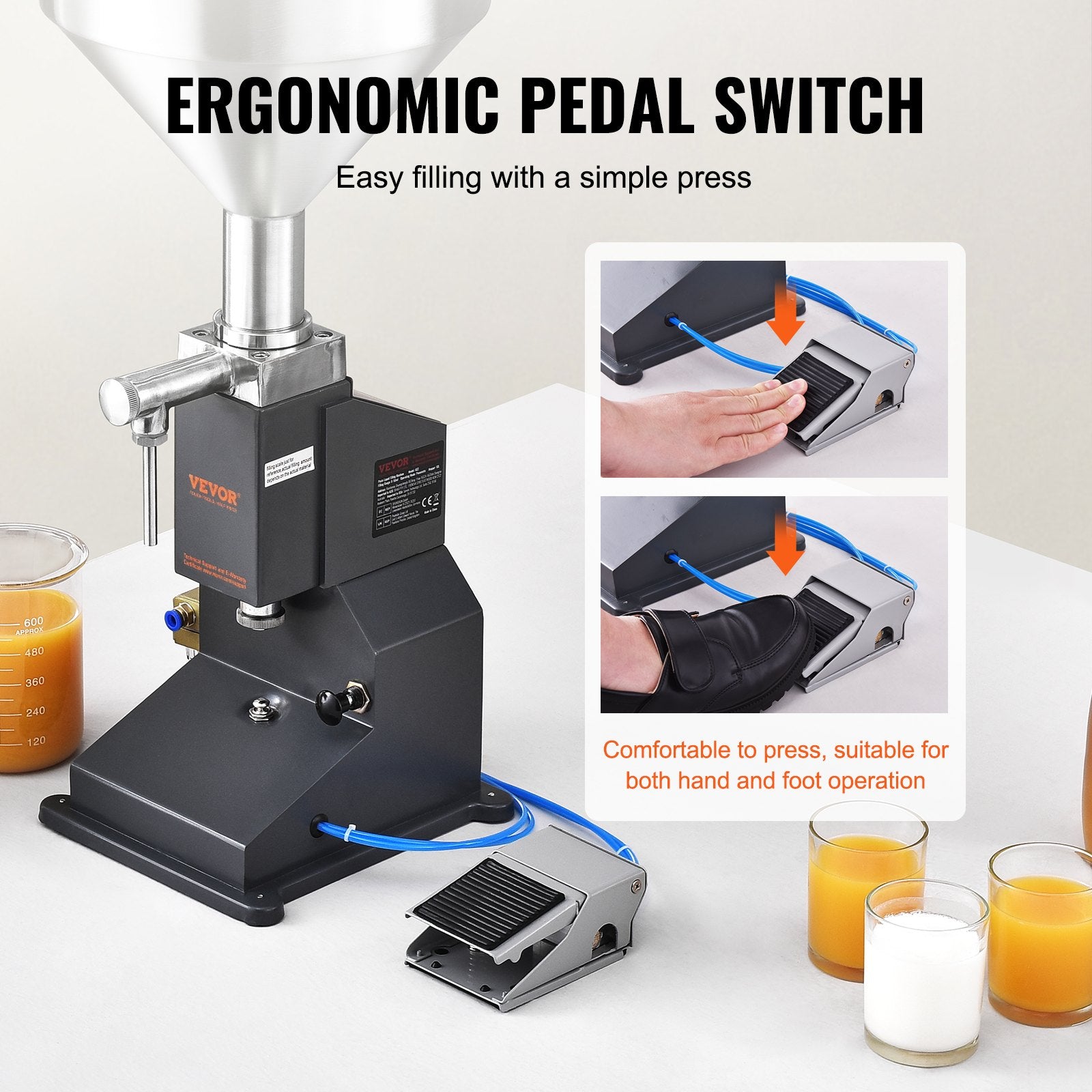 Pneumatic Paste Liquid Filling Machine, 5-50ml Bottle Filler, Bottle Filling Machine, Stainless Steel Liquid Filler with Pedal for Milk Water Juice Essential Oil Shampoo Cosmetic Honey Lotion - Image 5