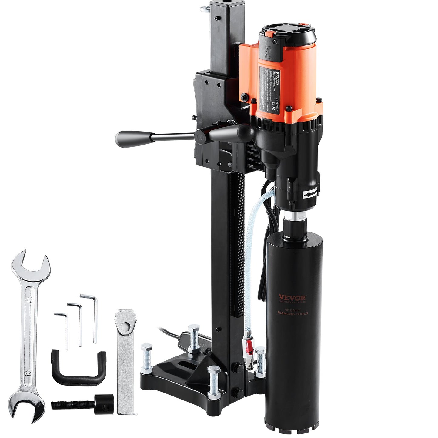 Diamond Core Drilling Machine, 8in Wet&Dry Concrete Core Drill Rig with Stand, 750RPM Speed & 1-1/4" 5/8" Thread & Lifting Handle, 8in Drilling Diameter for Concrete Brick Block Stone, 2500W