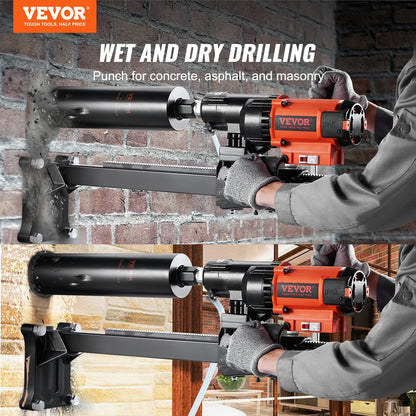 Diamond Core Drilling Machine, 8in Wet&Dry Concrete Core Drill Rig with Stand, 750RPM Speed & 1-1/4" 5/8" Thread & Lifting Handle, 8in Drilling Diameter for Concrete Brick Block Stone, 2500W - Image 2