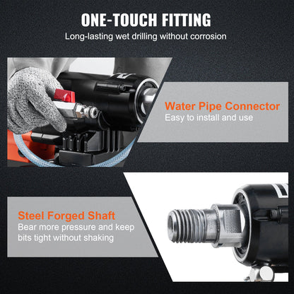 Diamond Core Drilling Machine, 8in Wet&Dry Concrete Core Drill Rig with Stand, 750RPM Speed & 1-1/4" 5/8" Thread & Lifting Handle, 8in Drilling Diameter for Concrete Brick Block Stone, 2500W - Image 4