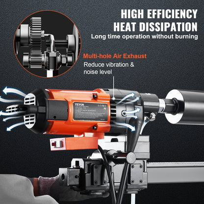 Diamond Core Drilling Machine, 10in Wet Concrete Core Drill Rig with Stand Wheels, 750RPM Speed & 1-1/4" Thread & Lifting Handle, 10in Drilling Diameter for Concrete Brick Block Stone, 2500W - Image 5